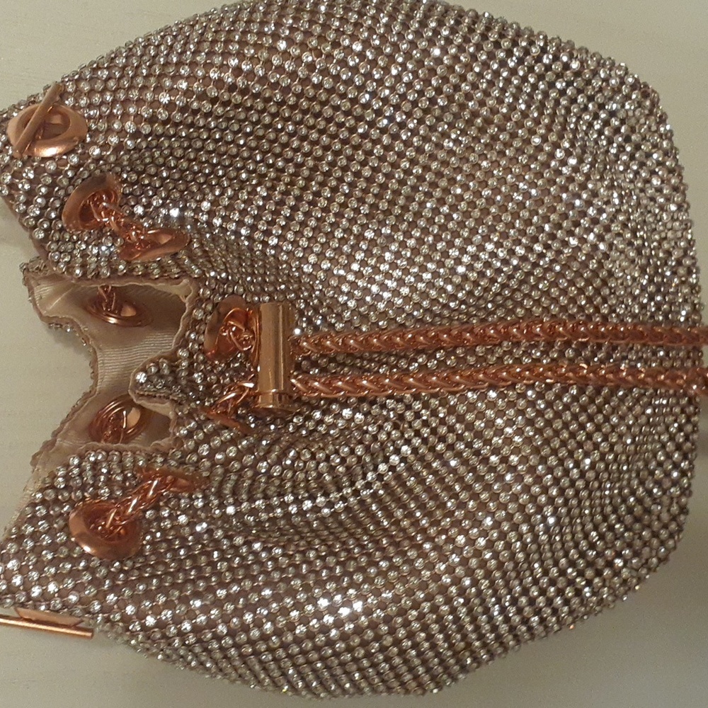 rose gold rhinestone shoulder/ crossbody handbag.